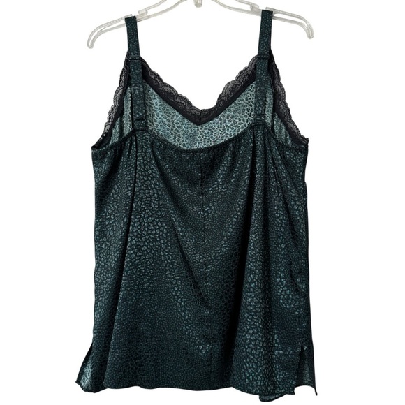 Lane Bryant Satin Cami 🐾 Size 18 | Animal Print Tank w/ Lace Trim - Picture 3 of 7